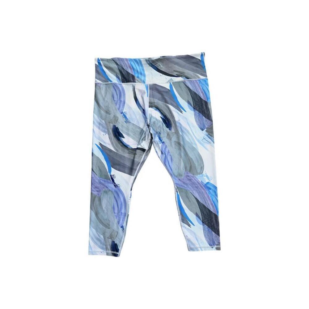 Athleta Womens Elation 7/8 Tight Leggings 3XL Snowfall Blue Abstract High Rise - Picture 2 of 7